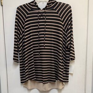 Moa Moa Black and Tan Striped Top